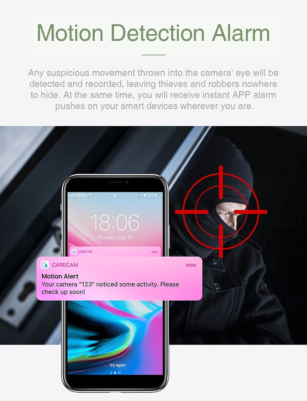 Thumbnail: Wireless Security Camera 1080P Night Vision, Motion Detection, Activity Alert, D