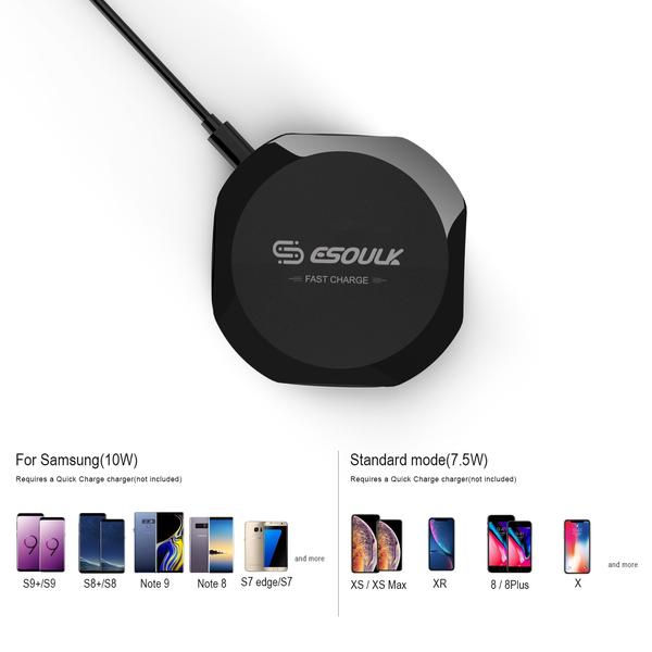 Thumbnail: Esoulk QI Certified 10W Wireless Charging Fast Charger Pad