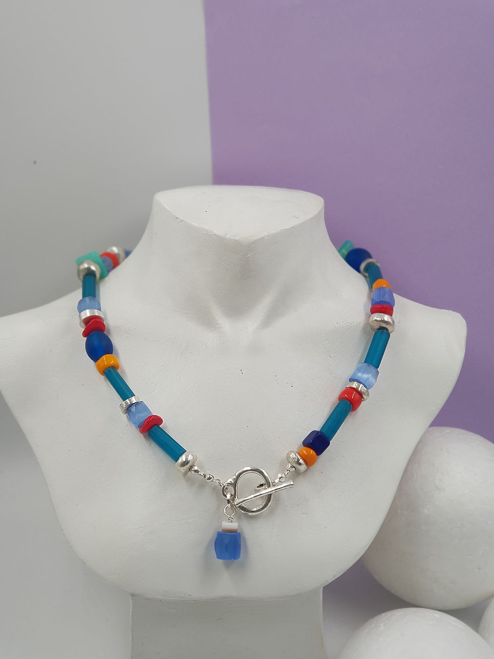 Thumbnail: Beaded Choker Necklace, Color Full Hippie Beaded Necklace, Multi-Color Beaded