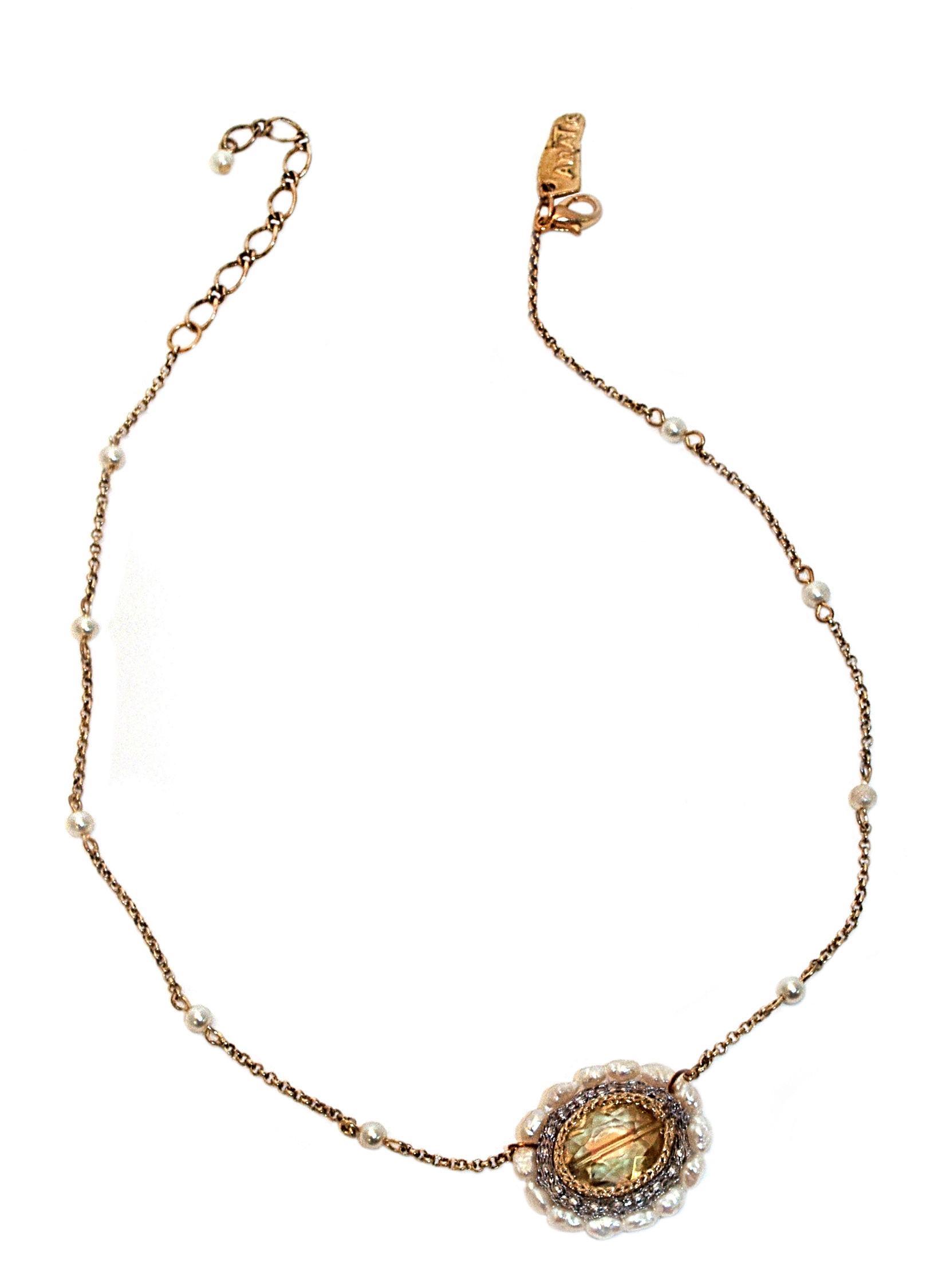 Oval Crystal & Sweet Water Pearls Necklace