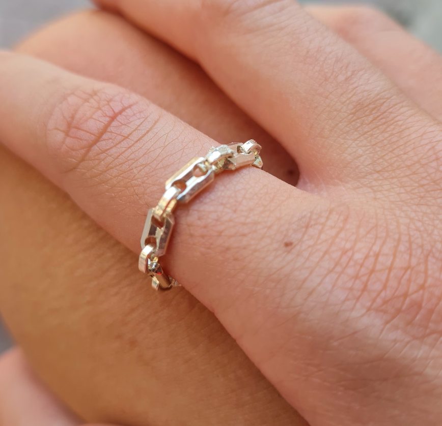 Thumbnail: Bestie Chain Ring & Bracelet Set, Thin Gold Link Chain Bracelet