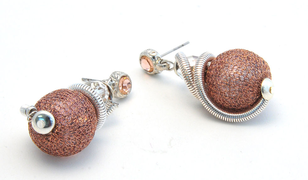 Thumbnail: pink and silver eclectic beads earrings