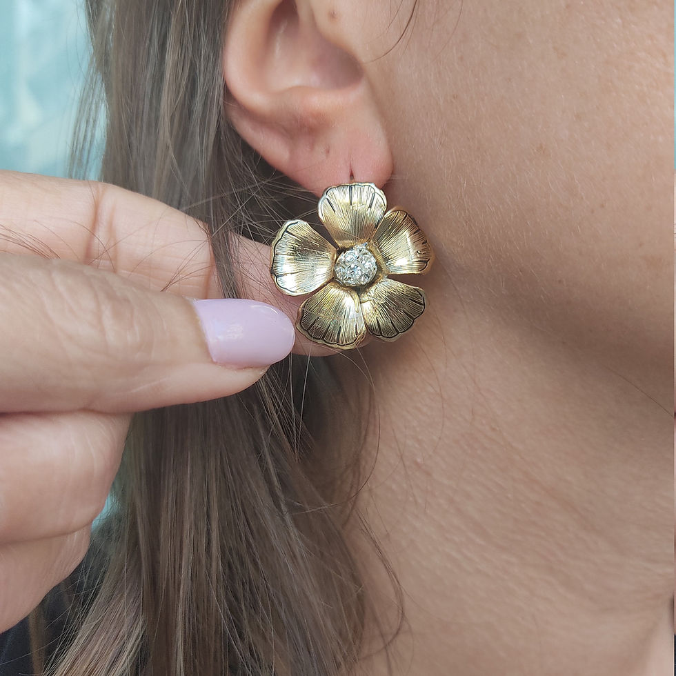 Thumbnail: Vintage Large Floral Earrings