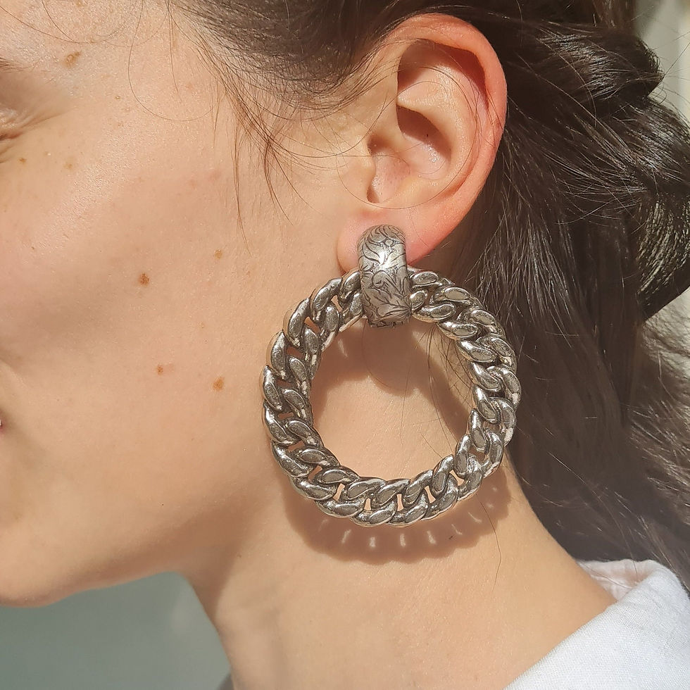 Thumbnail: Large silver Bold Earrings, Statement Chunky Silver Hoop Earrings