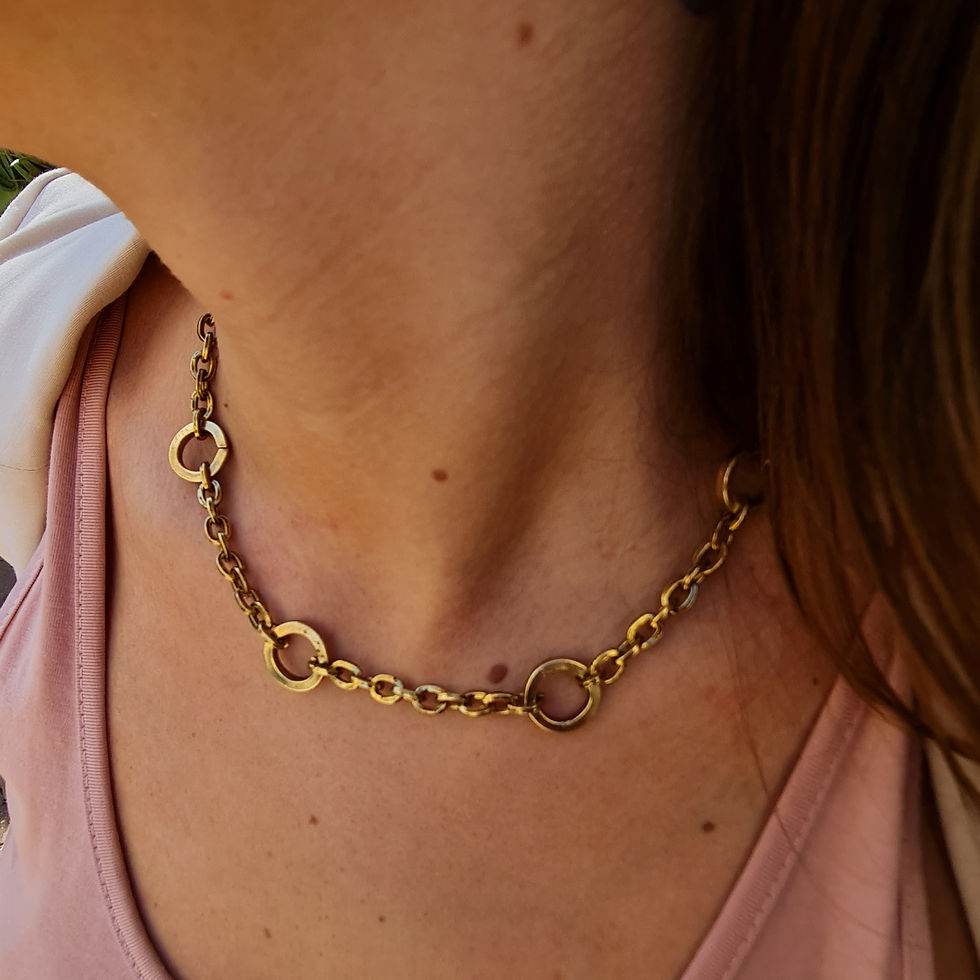 Thumbnail: Mix Match Sized Brass Necklace & Bracelet Set