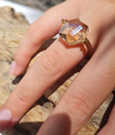 Thumbnail: Silicone Rings For Women, Silicone Hexagon Stone Rings, Champagne Stones Rings,
