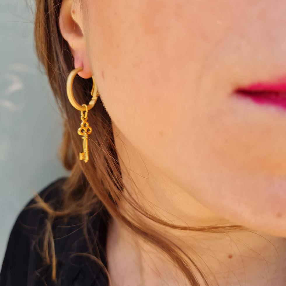 Thumbnail: Gold Lock & Key Earrings