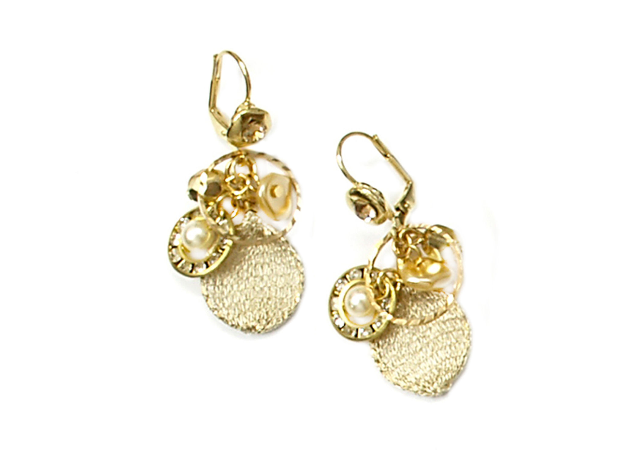 gold stones and crystal earrings