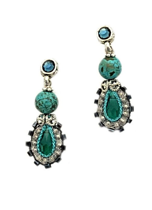 Turquoise beads & Black Earrings