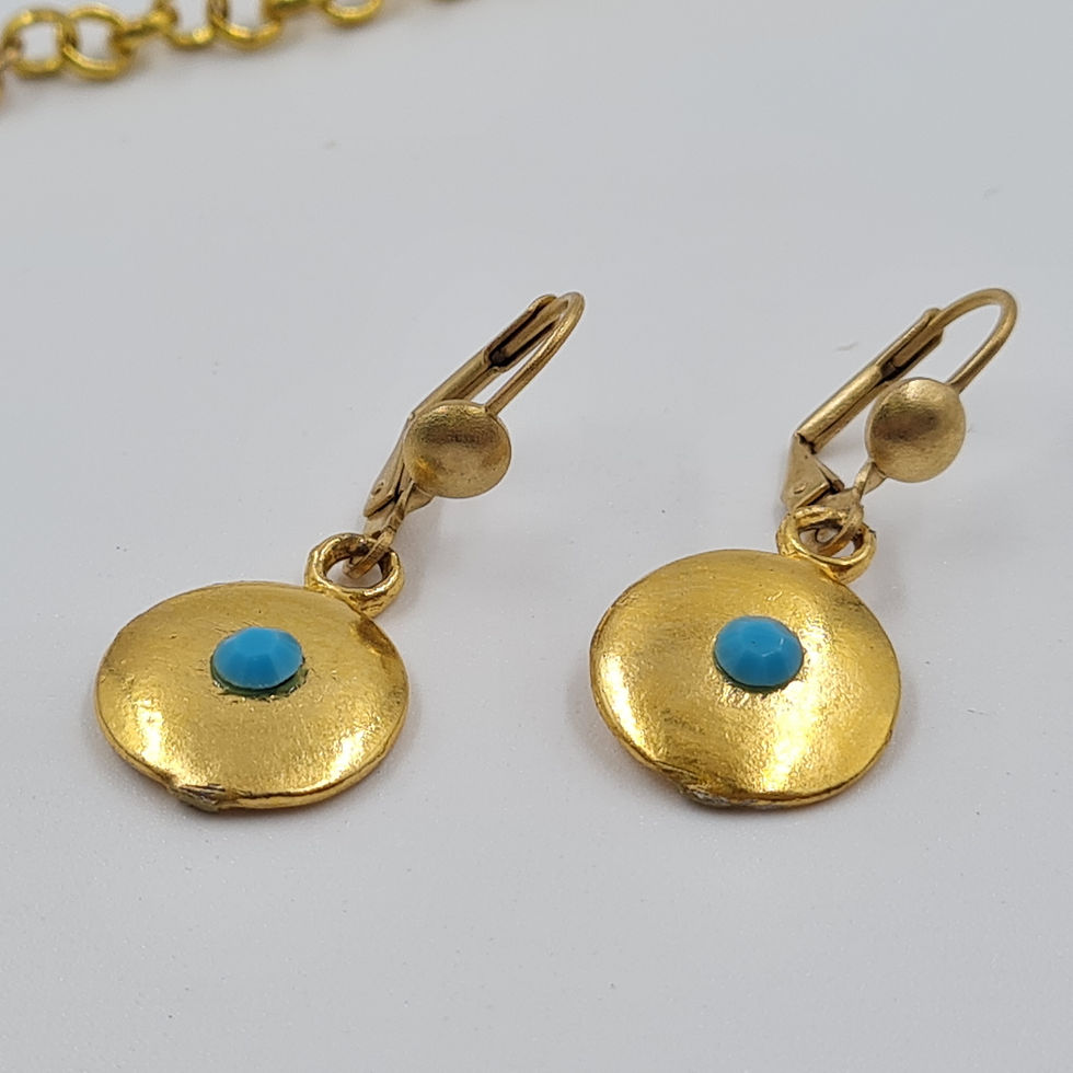 Thumbnail: Gold Hammered Discs With Turquoise