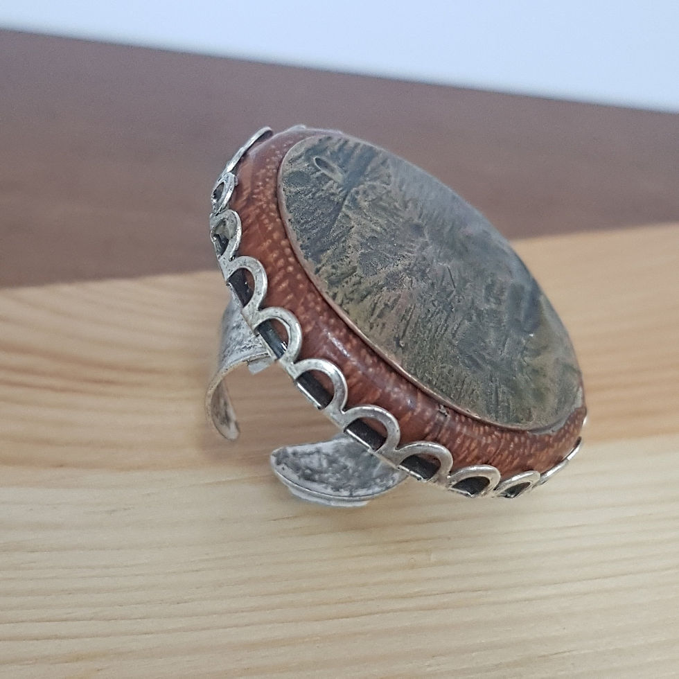 Thumbnail: Big Chunky Ring For Women, Large Gold Disc Ring, Open Bar Ring, Bold Round Ring