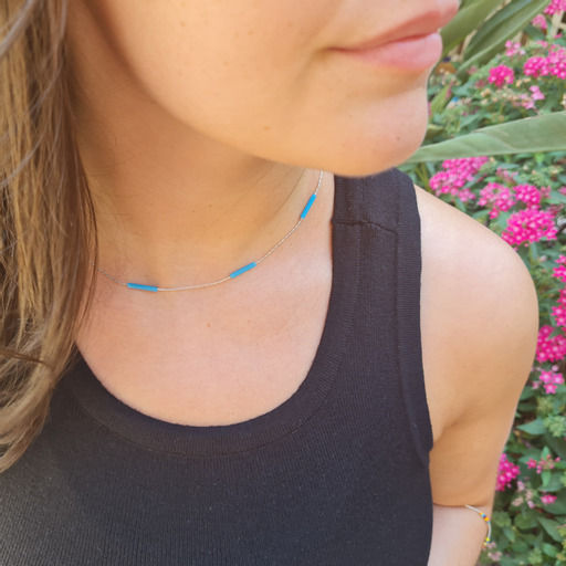 Thumbnail: Colorful Summer Necklace Set in Silver