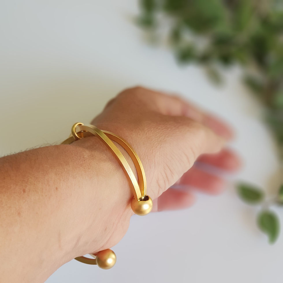 Thumbnail: Metal Cuff Bracelet, Geometric Uniqe Design