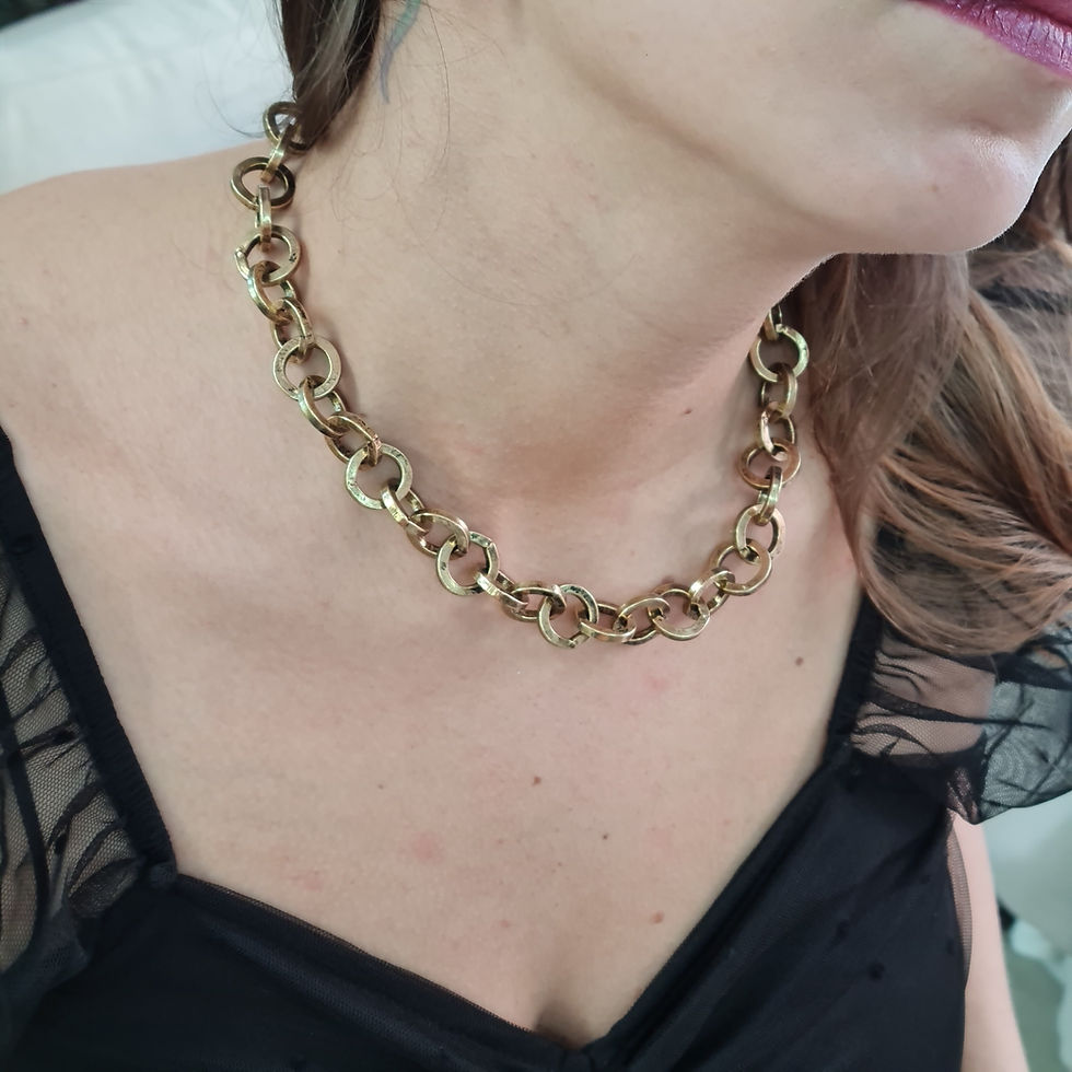Thumbnail: Bold Brass Chain Jewelry Set