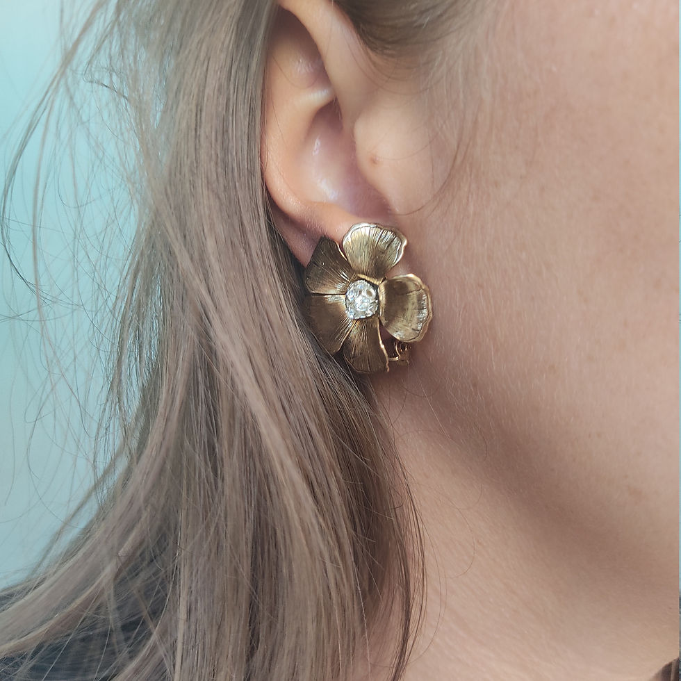 Thumbnail: Vintage Large Clip-On Floral Earrings