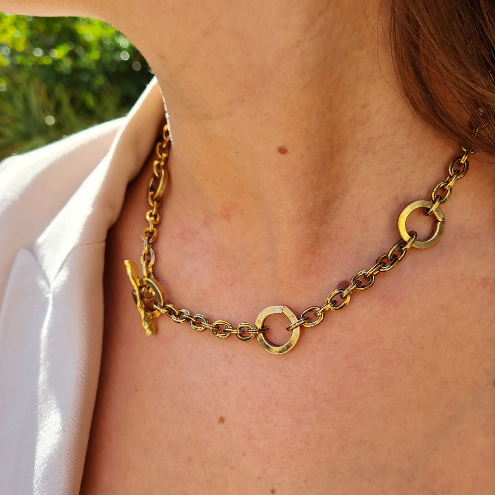 Thumbnail: Mix Match Sized Brass Necklace & Bracelet Set