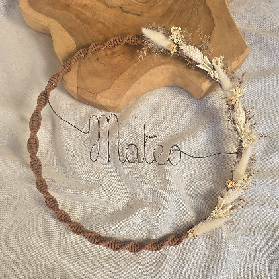 Miniature : Couronne macramé & fleurs séchées 30cm
