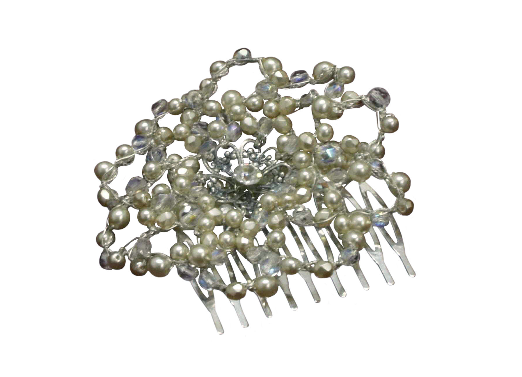 Glass pearls and crystals Bridal Hair Piece