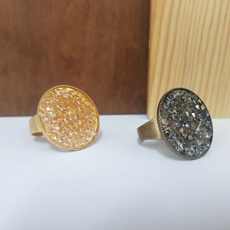 Thumbnail: Bold Statement Gold Ring, Open Band Adjustable Ring, Pave Disc Ring, Chunky Anti