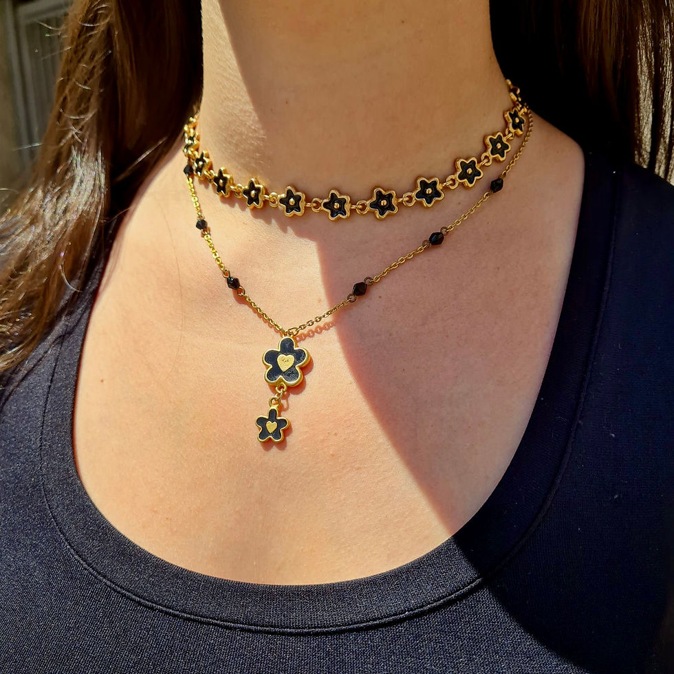 Thumbnail: Double Pendant Daisy Heart Necklace