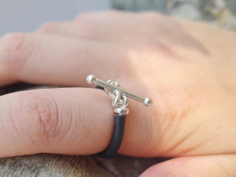 Thumbnail: Silicone Rings For Woman, Turquoise Thin Rings, T bar ring, Toggle Ring for Woma