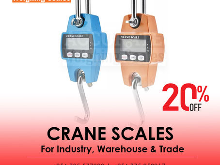 Long operating crane weighing scales with strong battery