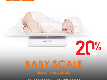 Digital baby weighing scales with solid surface that prevents liquid penetration