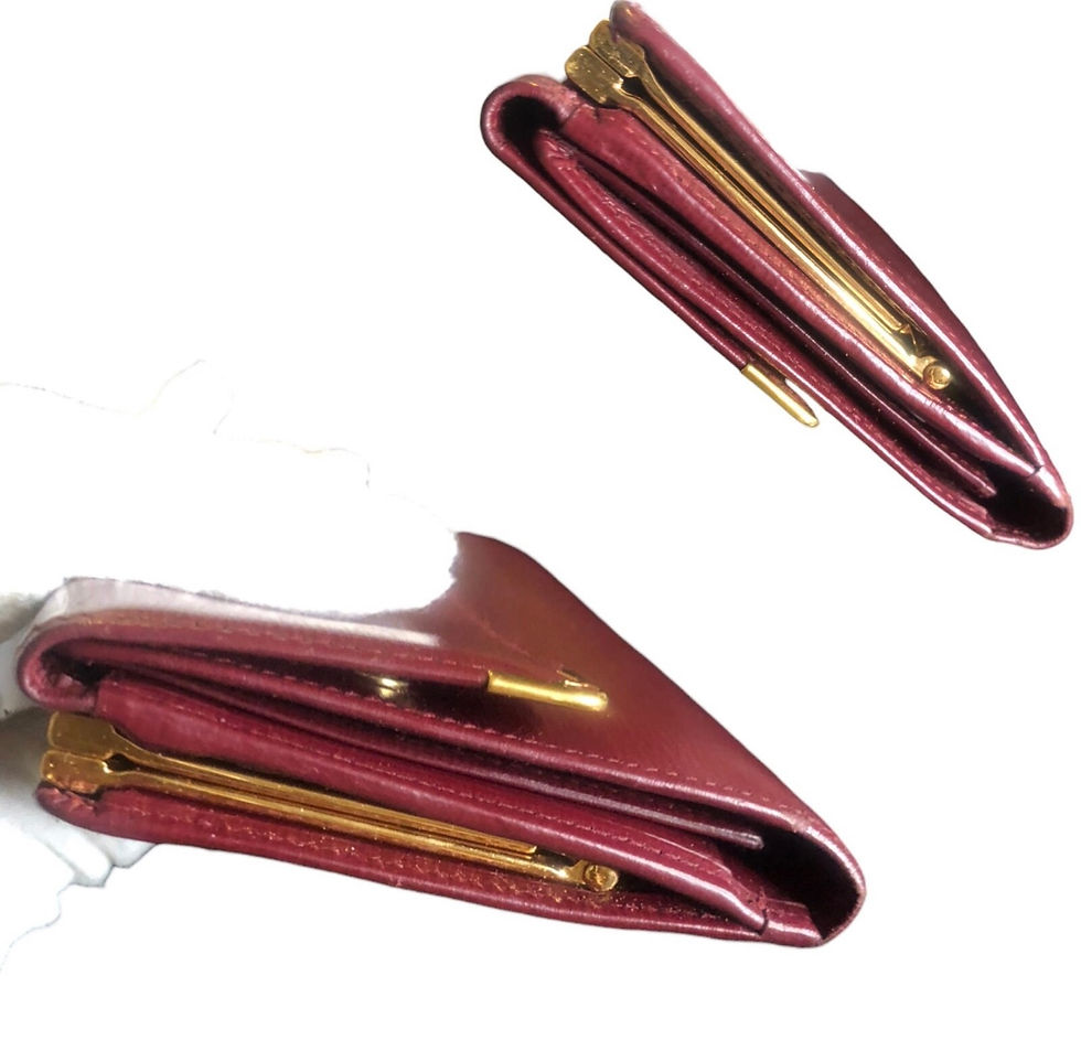 Thumbnail: CARTIER, Leather Tri-fold, Kiss-lock Wallet (w) Authenticity Card