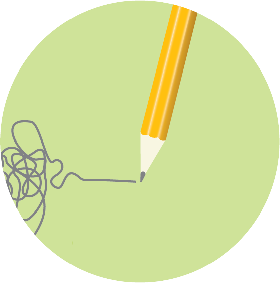 Illustrated pencil drawing a scribbly line