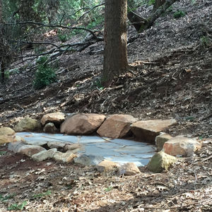 Flagstone and Boulder Fire Pit