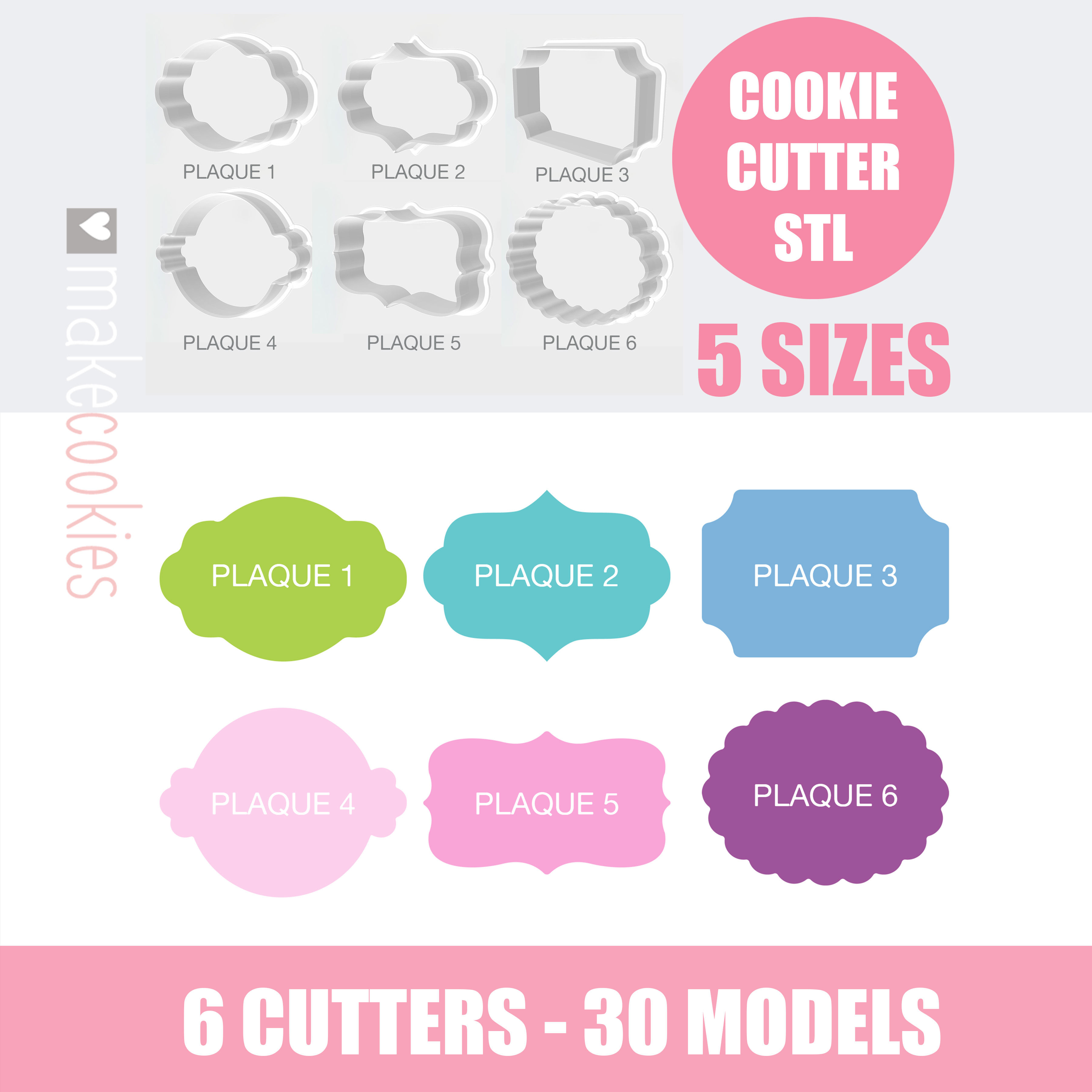 Digital Download - Plaque Cookie Cutter Set 2