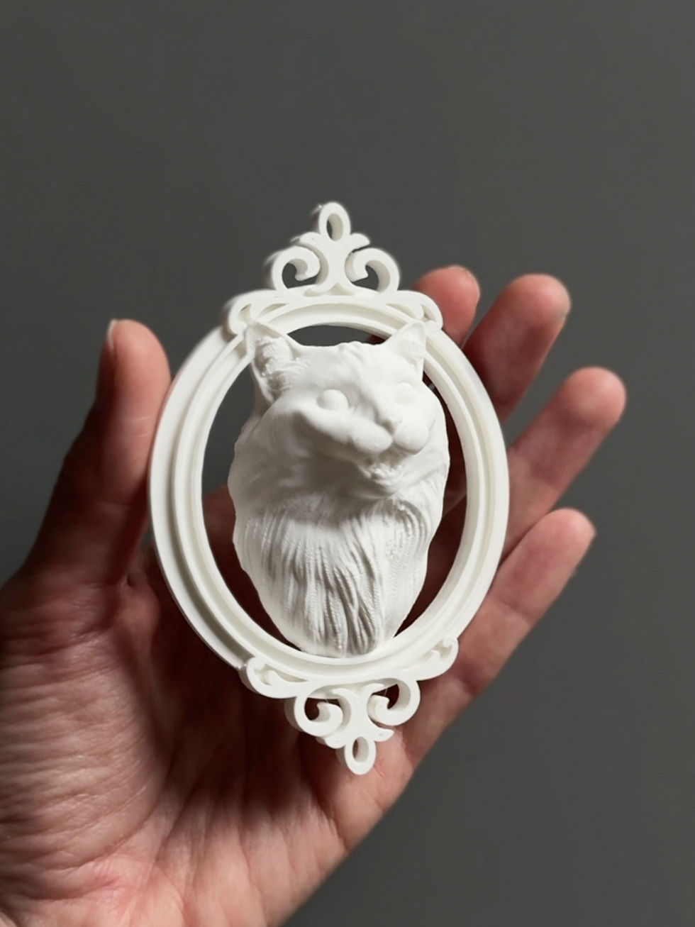 Thumbnail: Custom Pet Portrait Ornament from photo - 3D Printed Cameo Style Decor