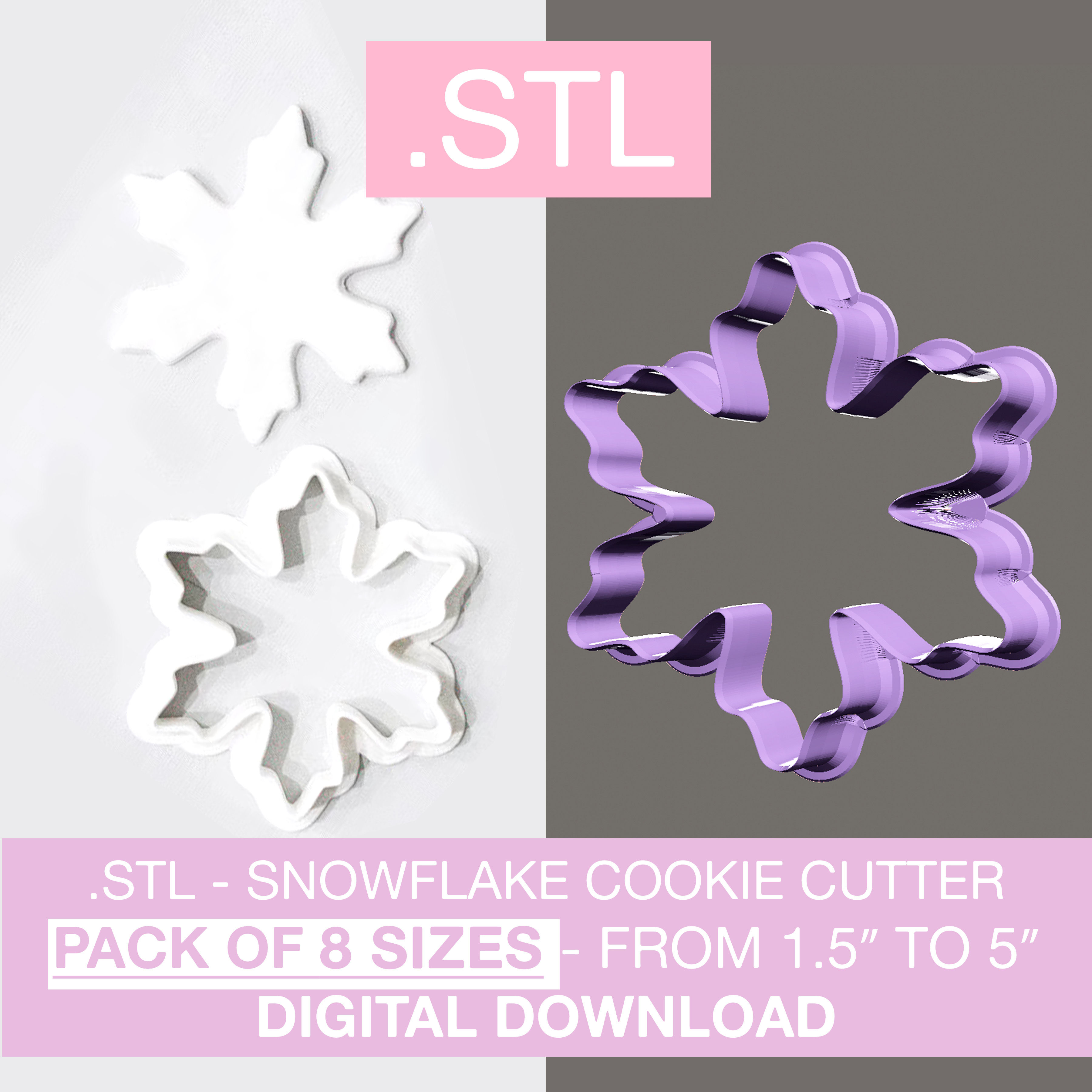 Digital Download - Snowflake Cookie Cutter STL
