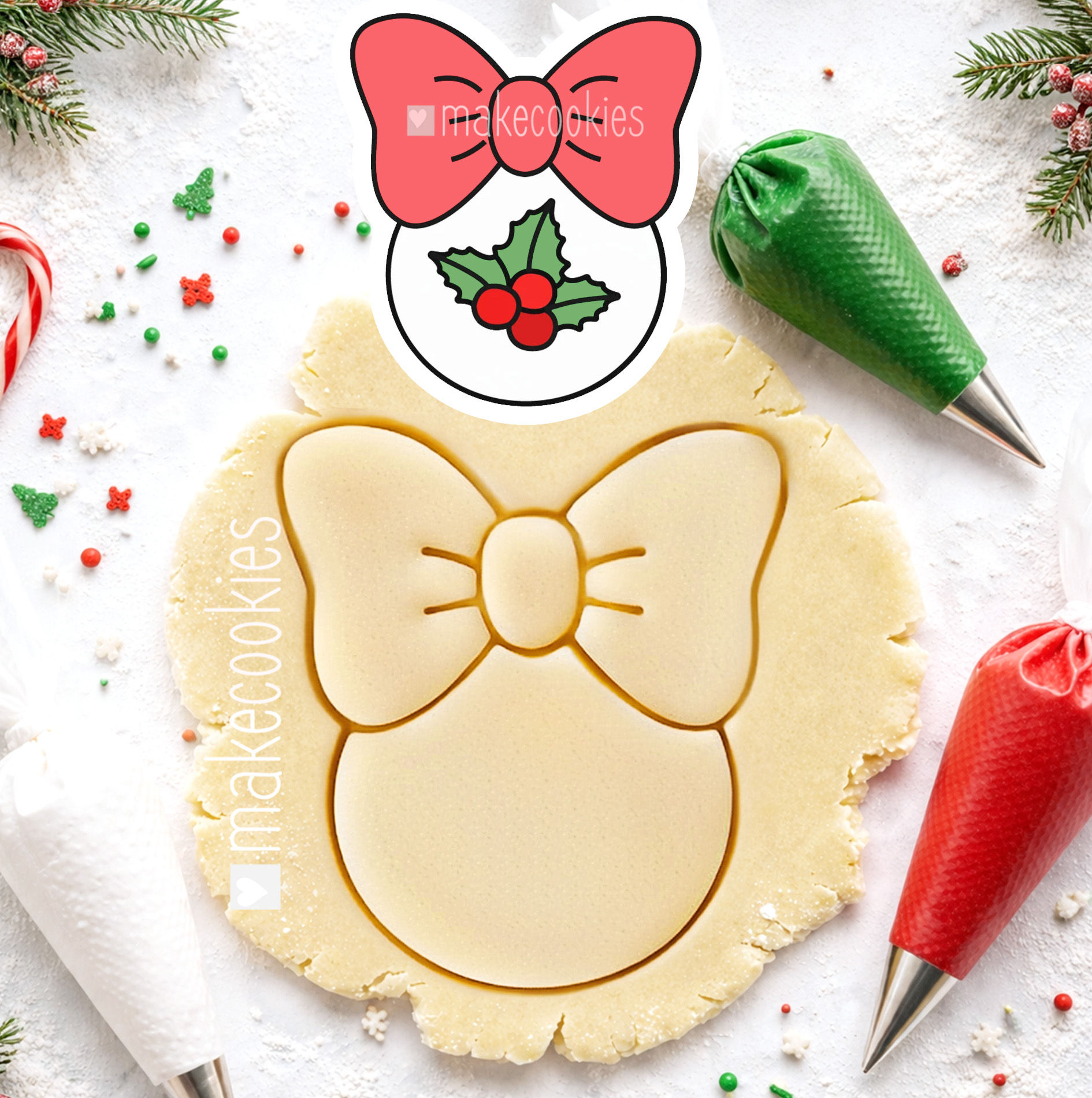 Christmas Ball With Bow Cookie Cutter