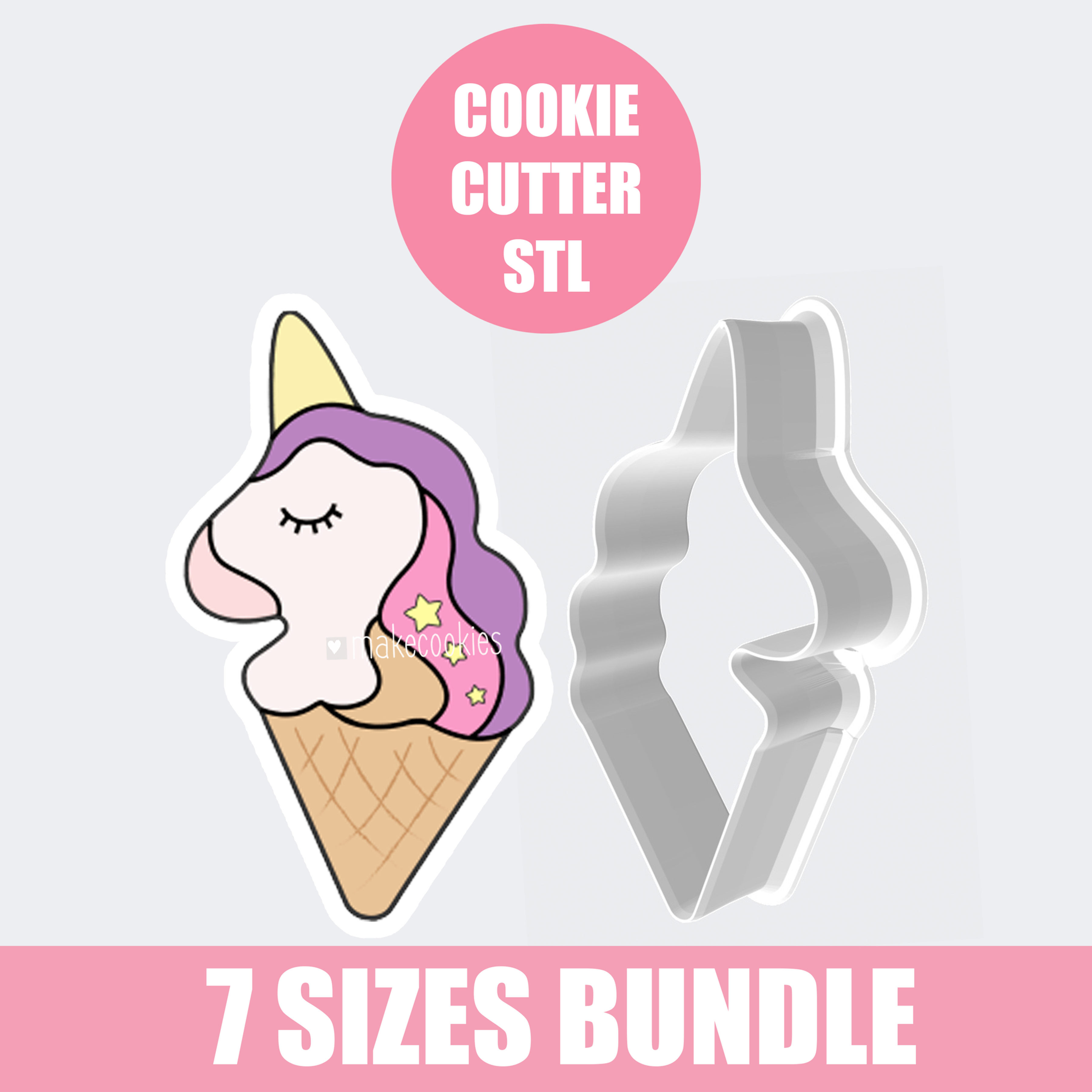 Unicorn Ice Cream Cookie Cutter STL - Digital Download