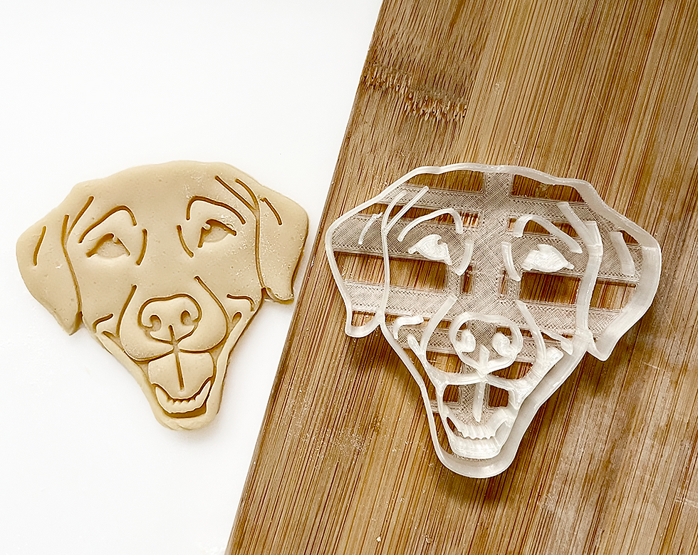 Thumbnail: Labrador cookie cutter shown with dough ready for baking