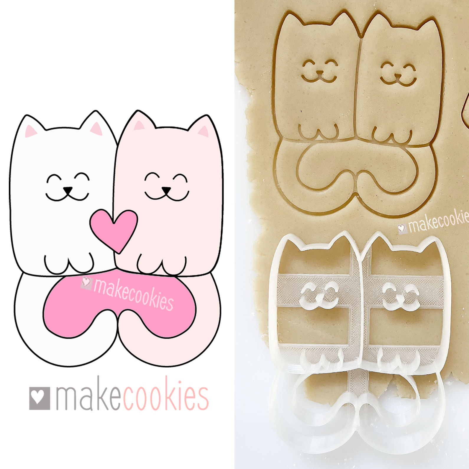 Cats With Hearts Cookie cutter