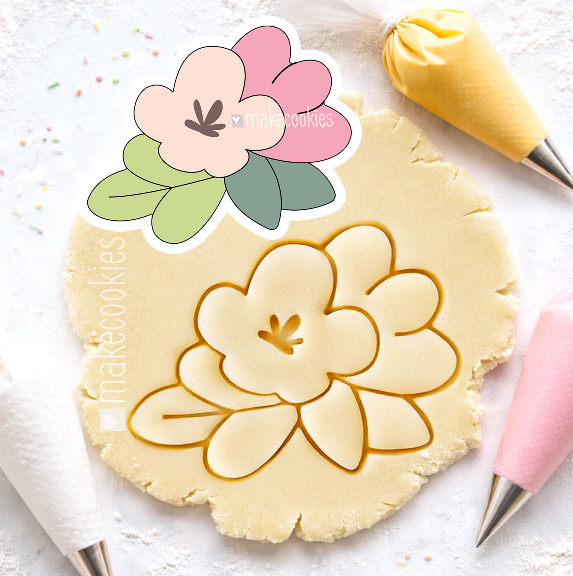 Flowers Cookie Cutter with imprint