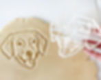 Labrador Chesapeake Bay Cookie Cutter in the Hand shown with dough ready for baking