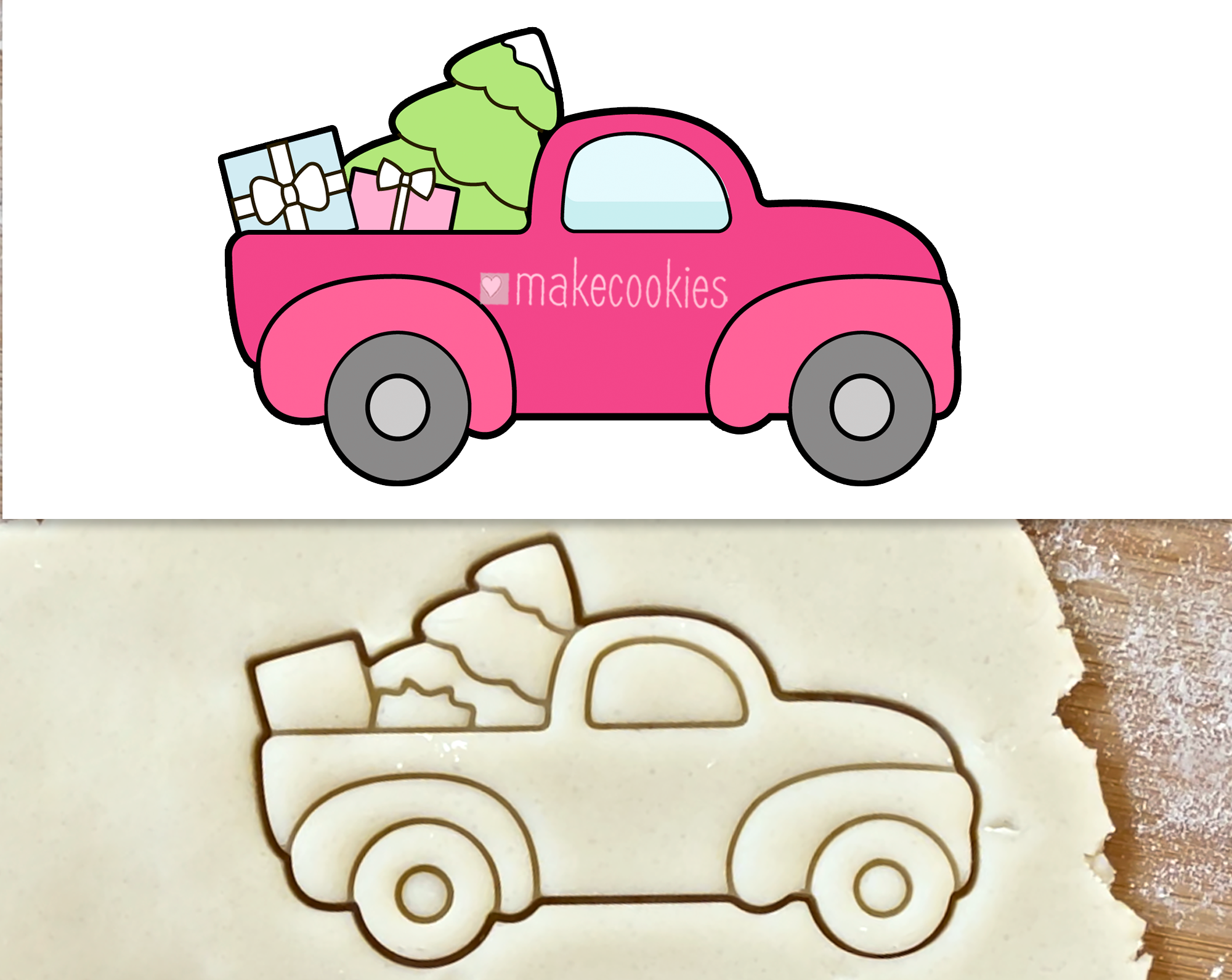 Christmas Truck With Tree Cookie Cutter