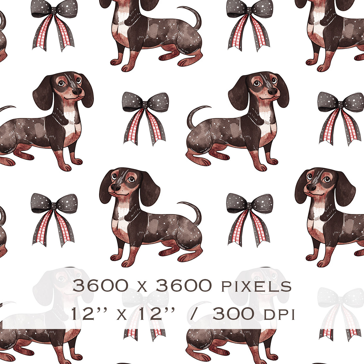 Dachshund Seamless Pattern Digital Download, 300 DP