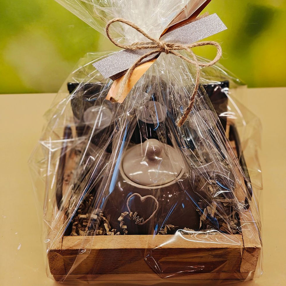 Moederdaggeschenkje in mica verpakking met Tea for One, gouden blikje voor mama van goud