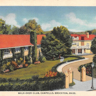 A vintage postcard of the club depicting the building and long drivewat as well as the landscaping