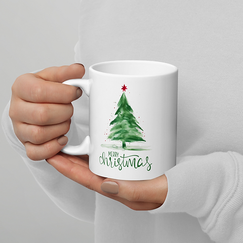 White christmas tree mug Clearance