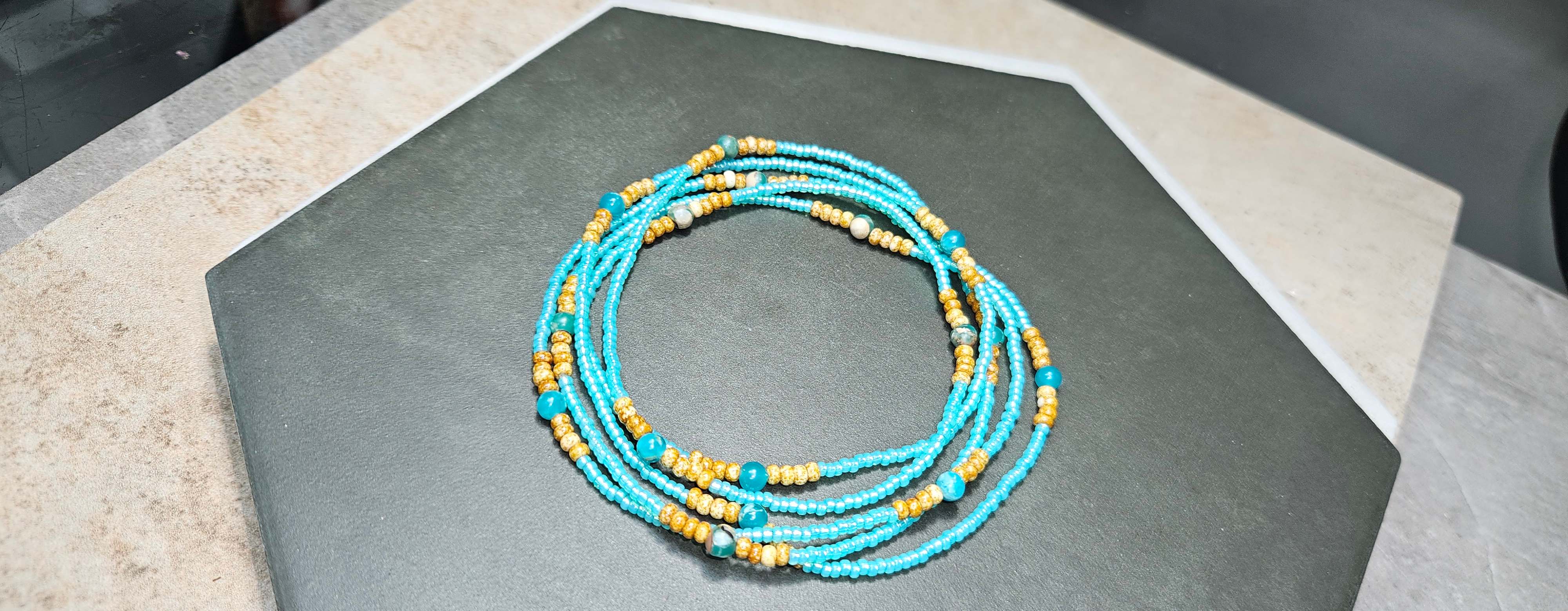 44" Blue Aqua Terra Tan and Teal Set