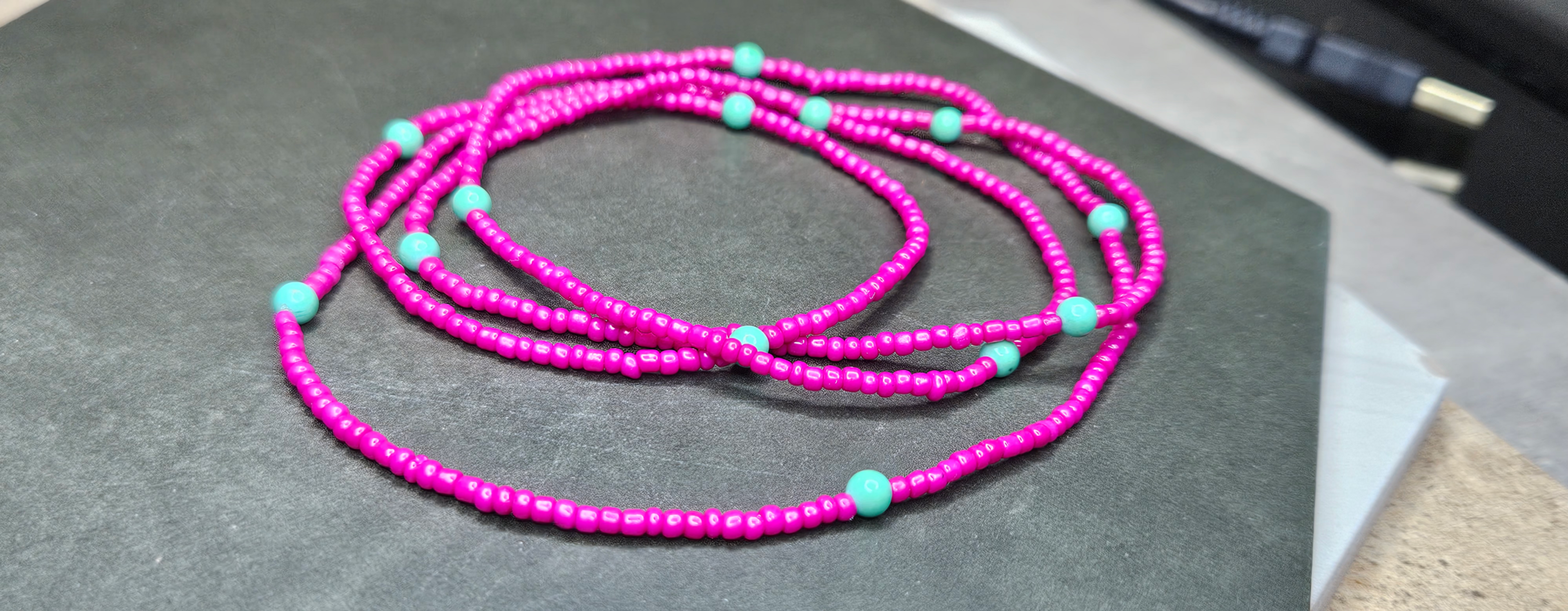 37" Turquoise Hot Pink