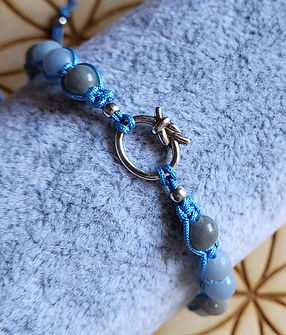 Nœud en argent 925, angélite, labradorite perles plaquées argent, Frs 25.-