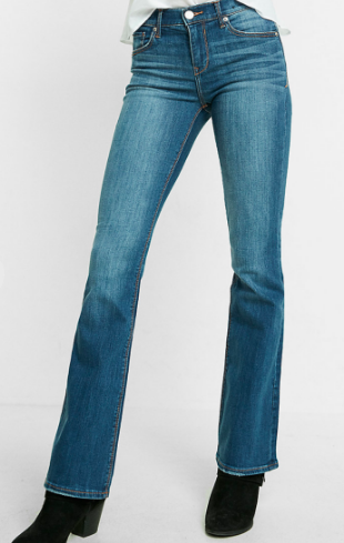 Mid Rise Medium Wash Stretch Bootcut