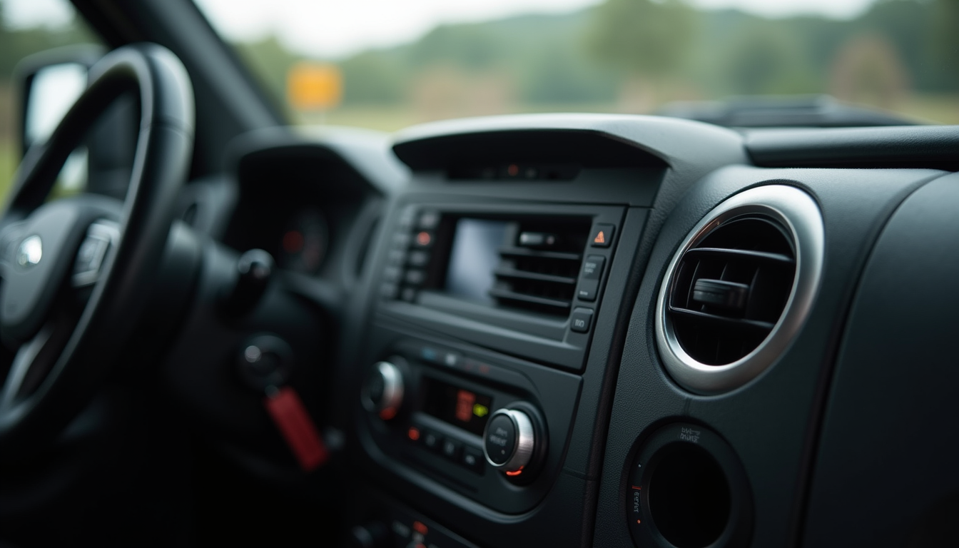 Car dashboard with climate controls