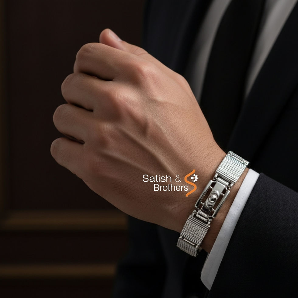 Thumbnail: Silver Plain Men Bracelet